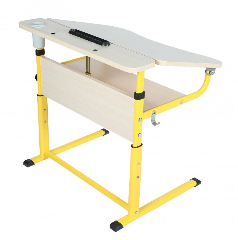 Стіл учнівський 1-місний з полицею, на ростові групи №4-7, з регулюванням кута нахилу стільниці, каркас - плоскоовальна металева труба, АЛМАНТ,700х590х640-820мм